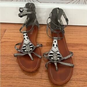 Boho beaded and sequins tribal sandals Monroe and Main sz 9.5 M shoes
